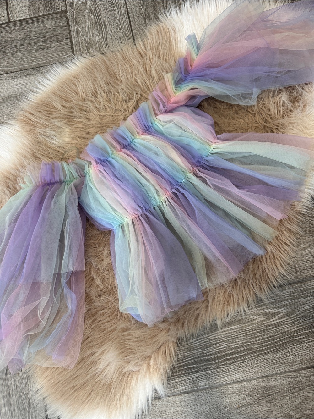 Hot & Delicious Pastel Rainbow Tulle Crop Top